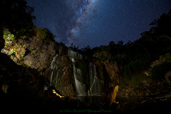 Milky Way over MacKennzie Falls in the Grampians N.P. on a night adventure from Grampians Paradise